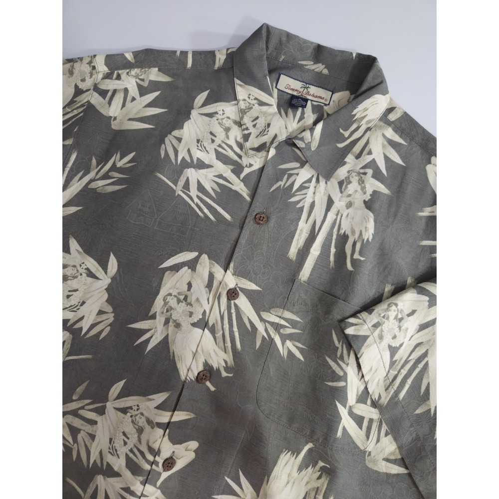 Tommy Bahama Men's Short Sleeve Silk Hawaiian Hula Girl‎ Bamboo Button Up...